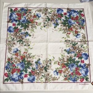 Yves Saint Laurent Blue and Red Floral Scarf